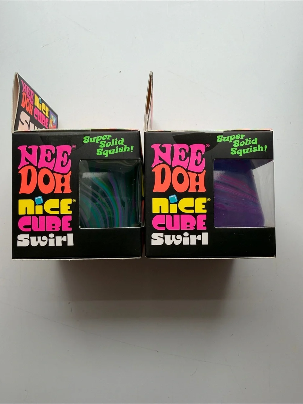 Nice Cube Swirl Super Solid Squish! - Purple & Green + Purple & Blue